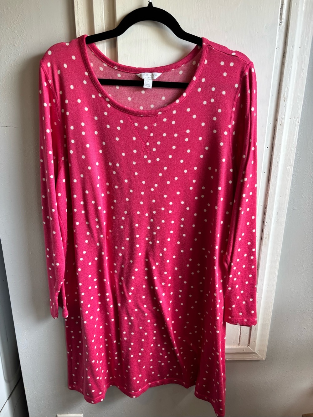 Charter Club Hot Pink Polka Dot Long Sleeve Sleep Tunic